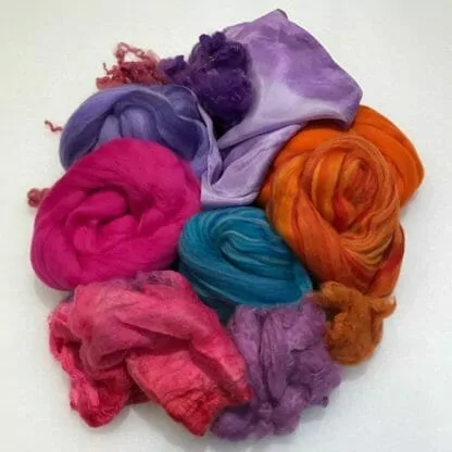 Fibres included in the Nuno Felted Scarf material kit.
