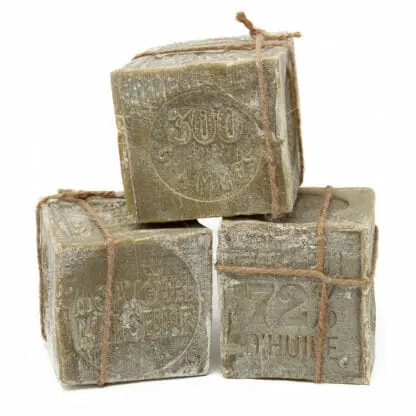 Product Photo of a cube of olive oil soap for wet felting.