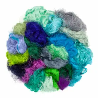 Recycled Sari Silk Fibre in Cool Tones - Product Image