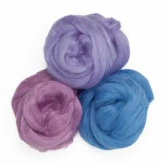 Product photo of colourful Tussah silk fibres in the "Pastel" colour-way.