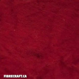 Carded Norwegian C1 wool batt in fiery red color