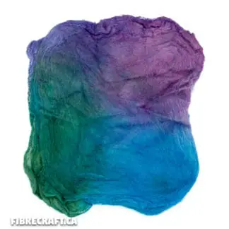Hand-dyed silk hankies in various vibrant colours, perfect for wet felting projects