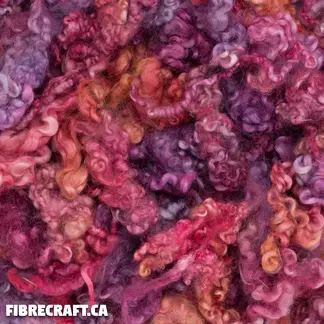 Border Leicester wool locks hand-dyed berry sorbet - curly lustrous fibre for felting spinning