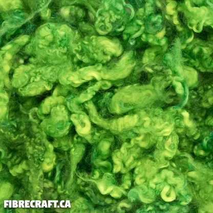 Border Leicester wool locks hand-dyed fern green - curly lustrous fiber for felting spinning